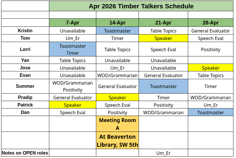 Monthly Calendar April 2026